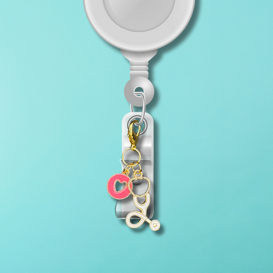 Badge Charm - Stethoscope & Heart