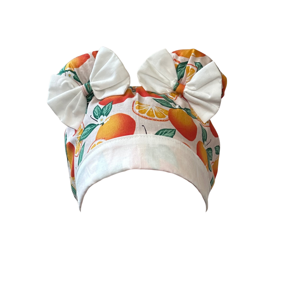 Orange Pop ScruBunz – Featuring a Tropical Citrus Fruit Scrub Cap for Nurses with Juicy Oranges and Blooms