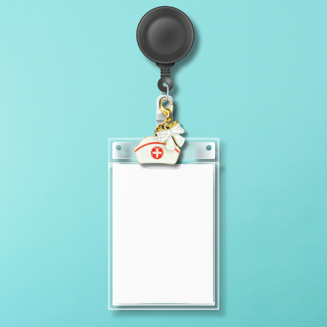 Badge Charm - Nurse Hat & White Bow