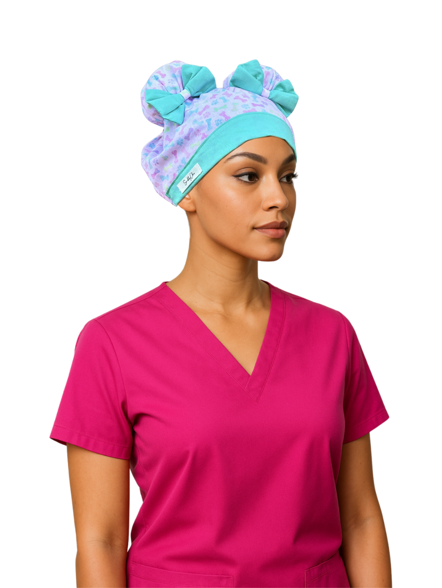 Paw Prints & Pastels ScruBunz – Cute Scrub Cap for Nurses with Colorful Puppy Paws