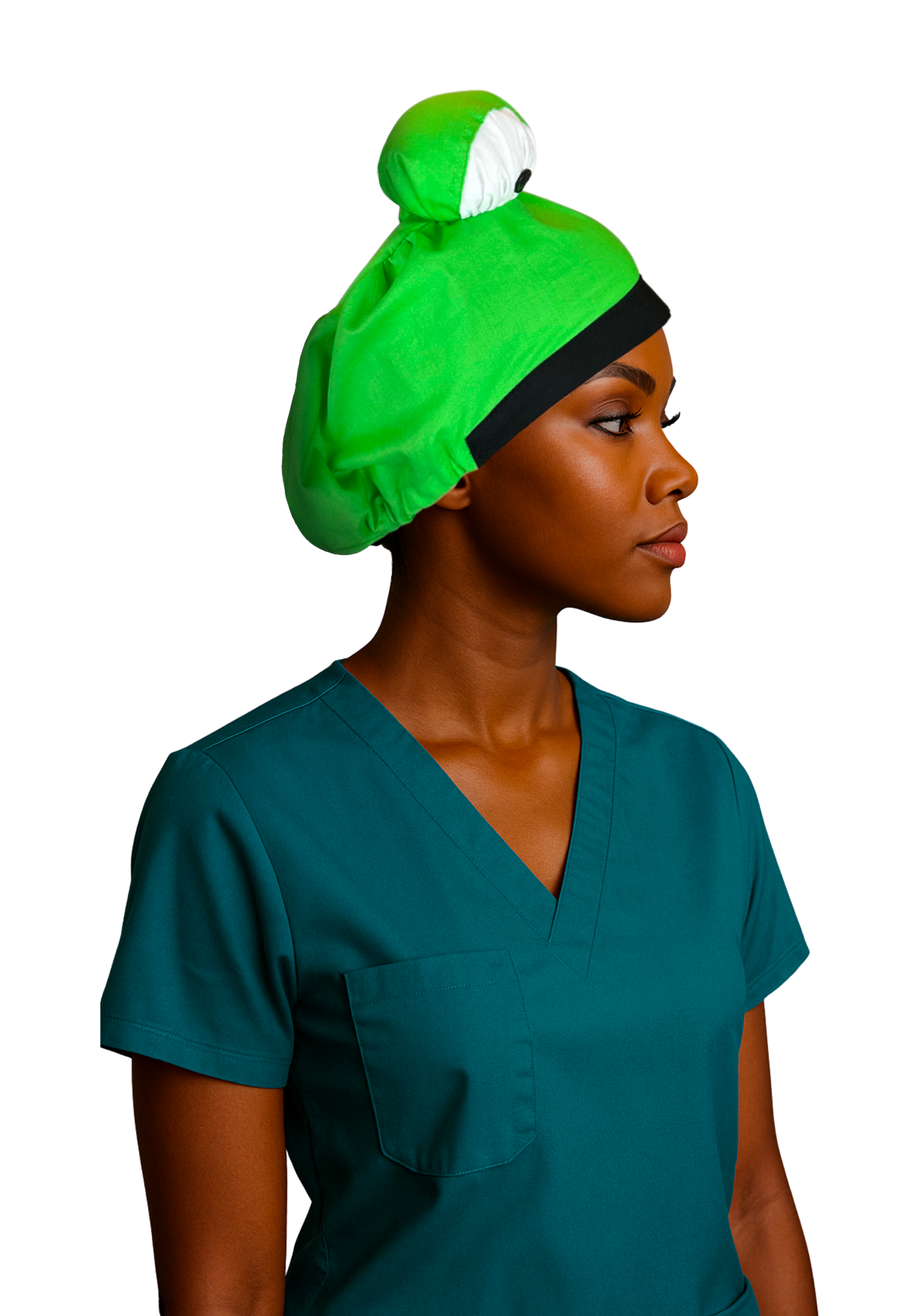 Scrubbit The Frog ScruBunz – Featuring a Green Frog Scrub Cap for Nurses with Big Eyes and Black Mouth