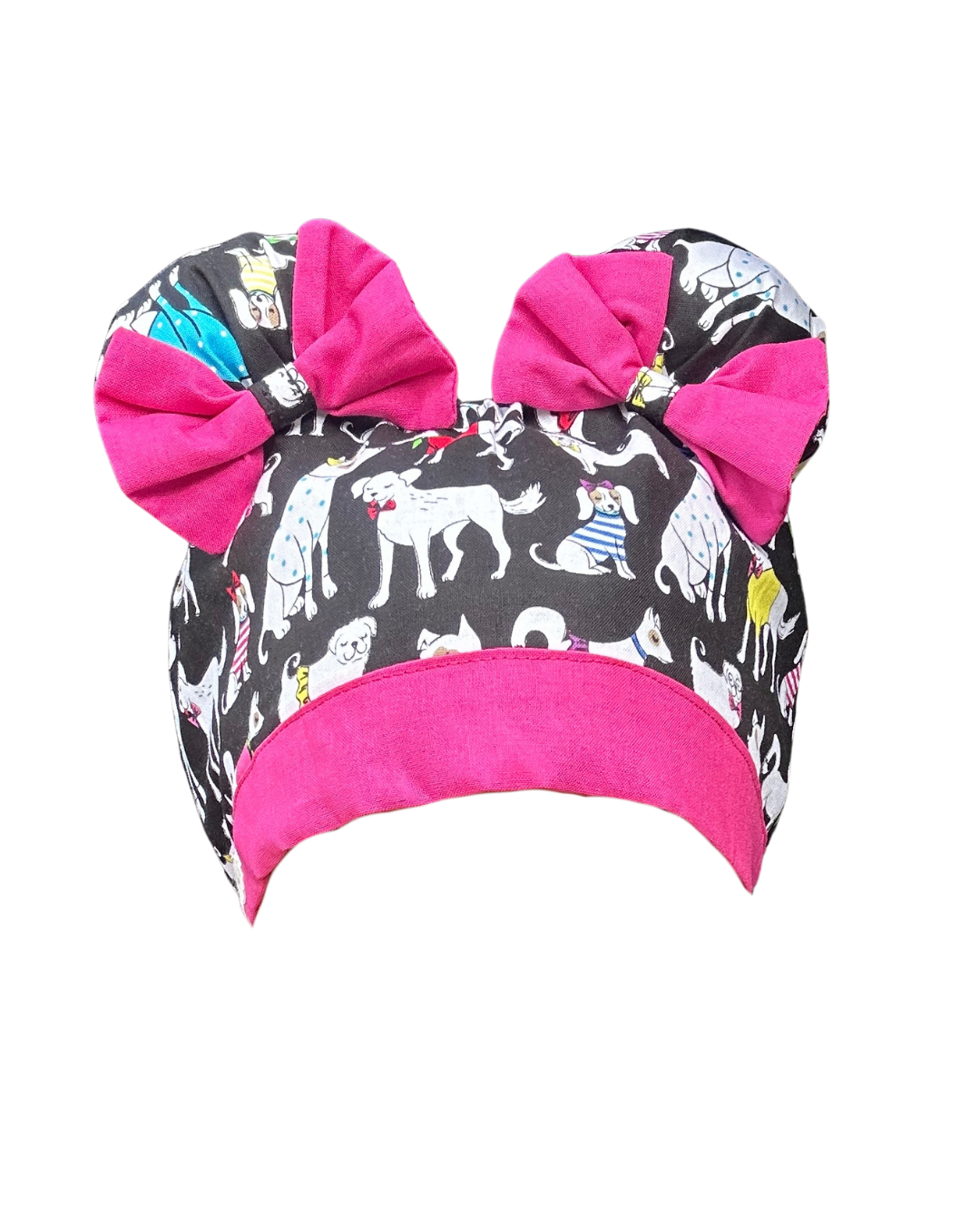 Puppy Chic ScruBunz – Featuring Adorable Dogs Scrub Cap for Nurses with Colorful Apparel and Black Background