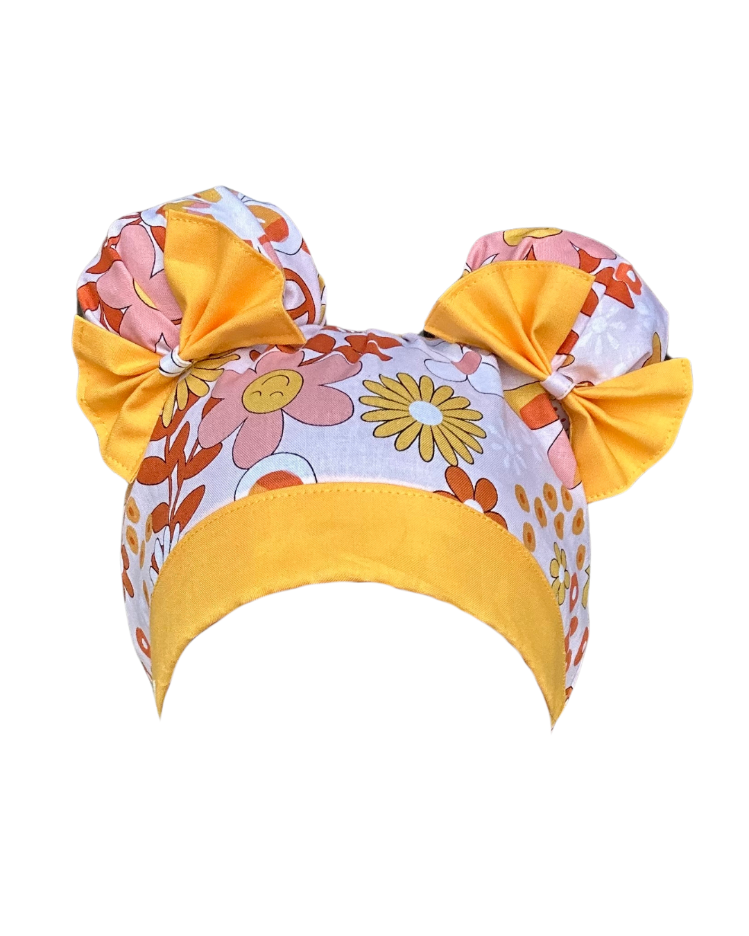 Groovy Bloom ScruBunz – featuring Retro Floral Scrub Cap for Nurses with Fun 70s Print