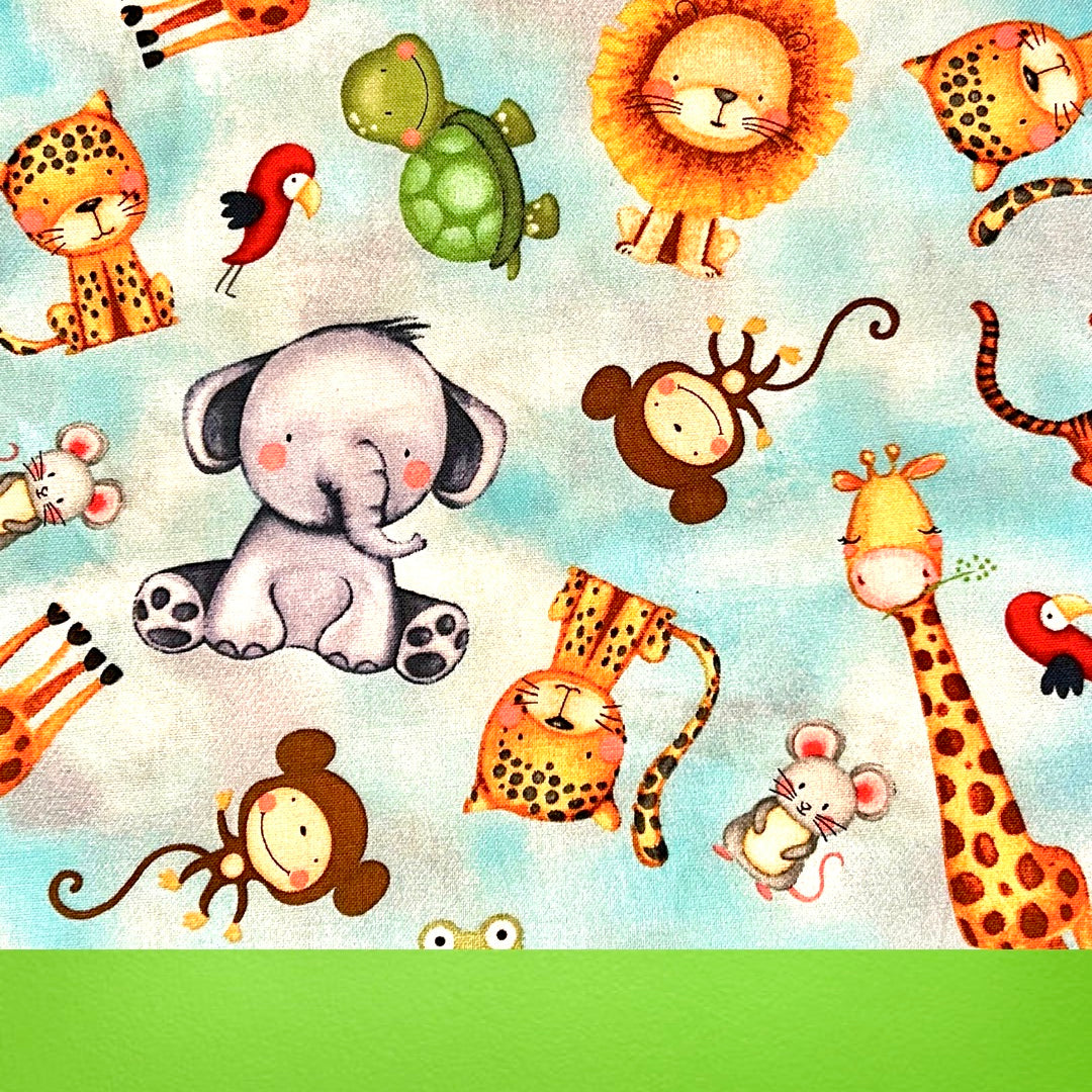 Safari Sweeties ScruBunz - featuring Blue Skies with Safari Animals - Lion Giraffe Elephant