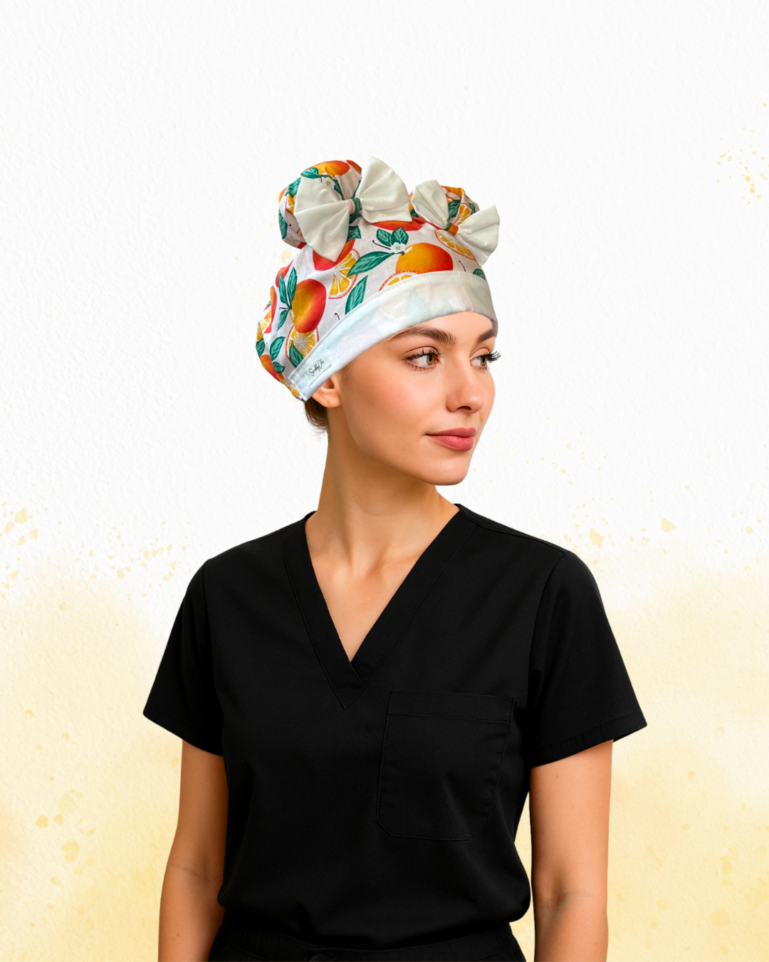 Orange Pop ScruBunz – Featuring a Tropical Citrus Fruit Scrub Cap for Nurses with Juicy Oranges and Blooms