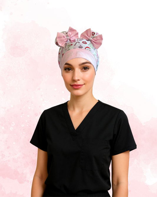 Candy Cane Cutie ScruBunz – Featuring Pink Christmas Trees & Ornaments Scrub Cap for Nurses with Holiday Cheer and Pastel Accents