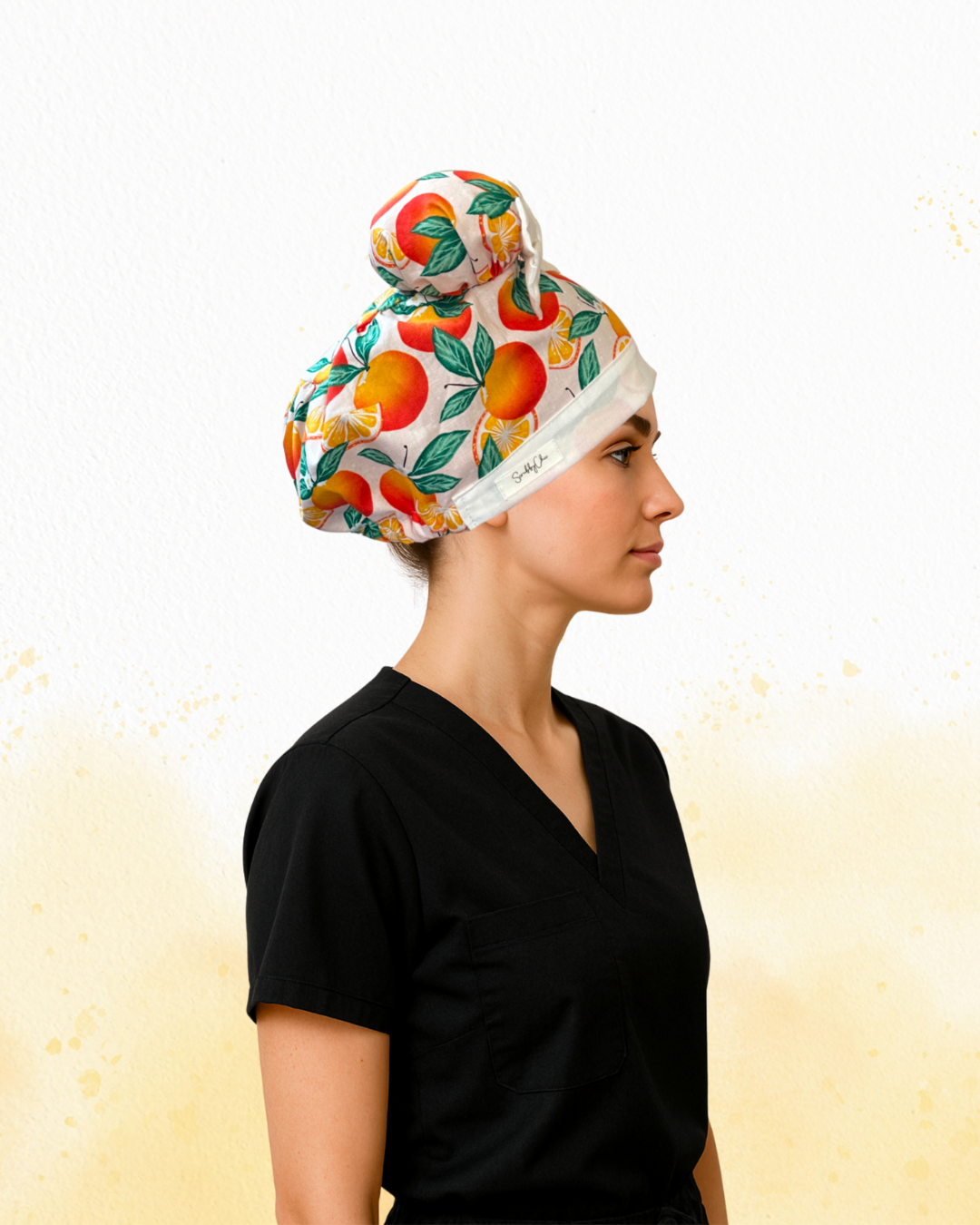 Orange Pop ScruBunz – Featuring a Tropical Citrus Fruit Scrub Cap for Nurses with Juicy Oranges and Blooms