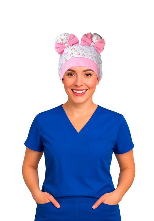 Chasing Rainbows ScruBunz – Featuring Boho Vibes Scrub Cap for Nurses with Warm Minimalist Rainbows and Autumn Vibes