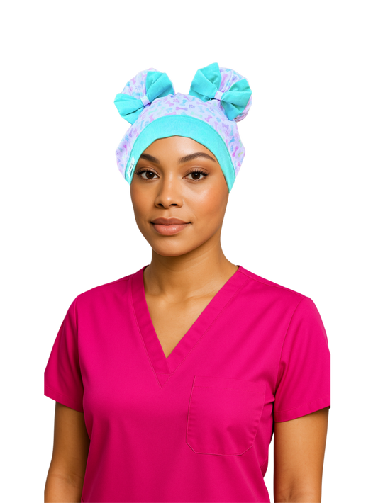 Paw Prints & Pastels ScruBunz – Cute Scrub Cap for Nurses with Colorful Puppy Paws