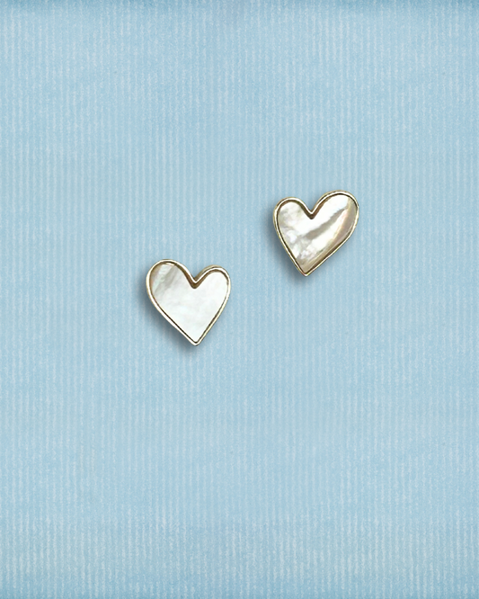 I Heart You White Pearl Stud Earrigns