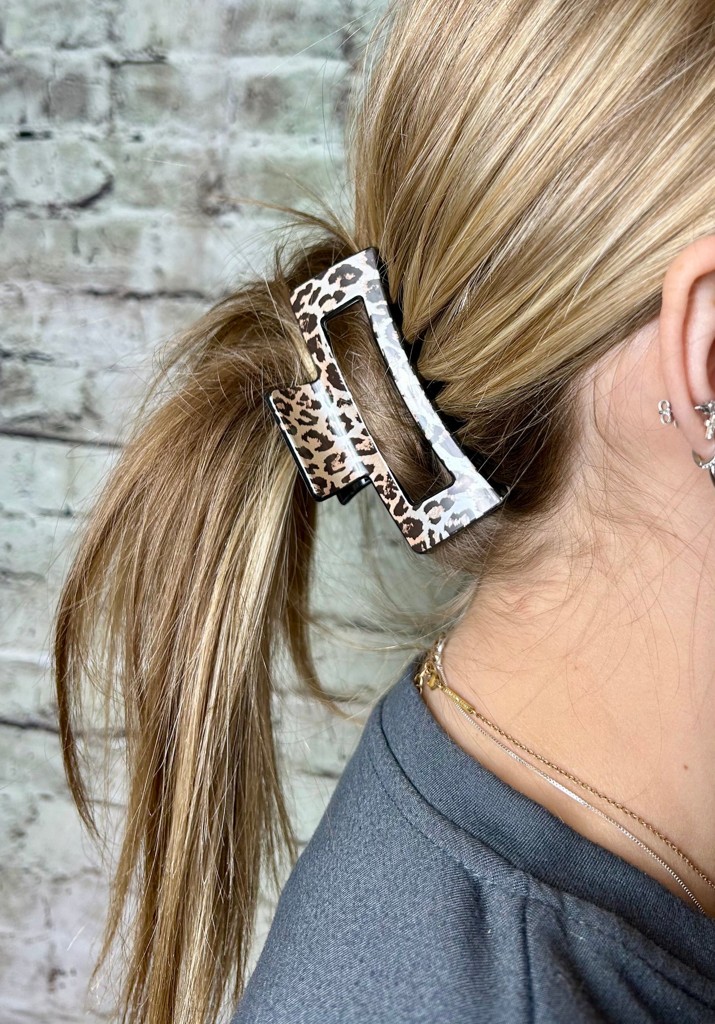 Metallic Leopard Claw Clips