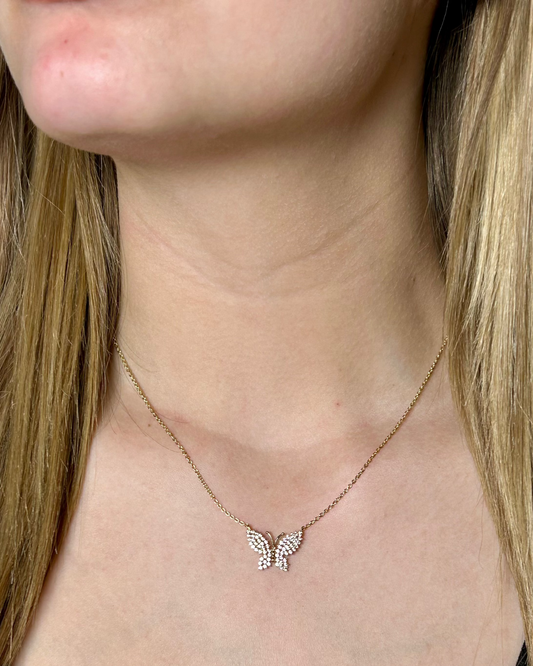 Crystal Butterfly Necklace (gold toned)