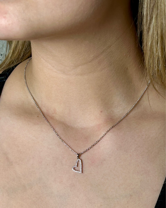 Crystal Heart Necklace (silver toned)