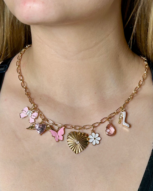 Heart Multi Charm Necklace (gold toned)