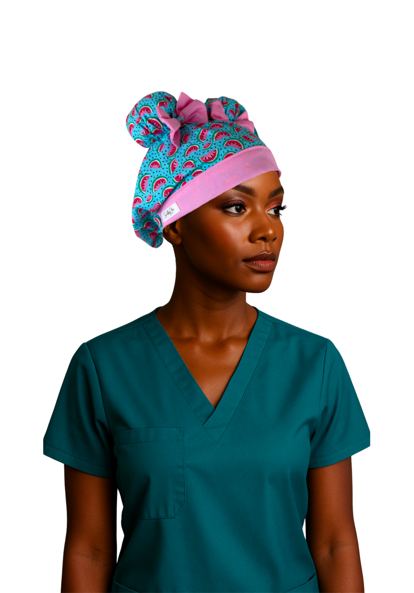 Watermelon Pop ScruBunz – Featuring Summer Vibes Scrub Cap with Space Buns for Nurses with Juicy Watermelon