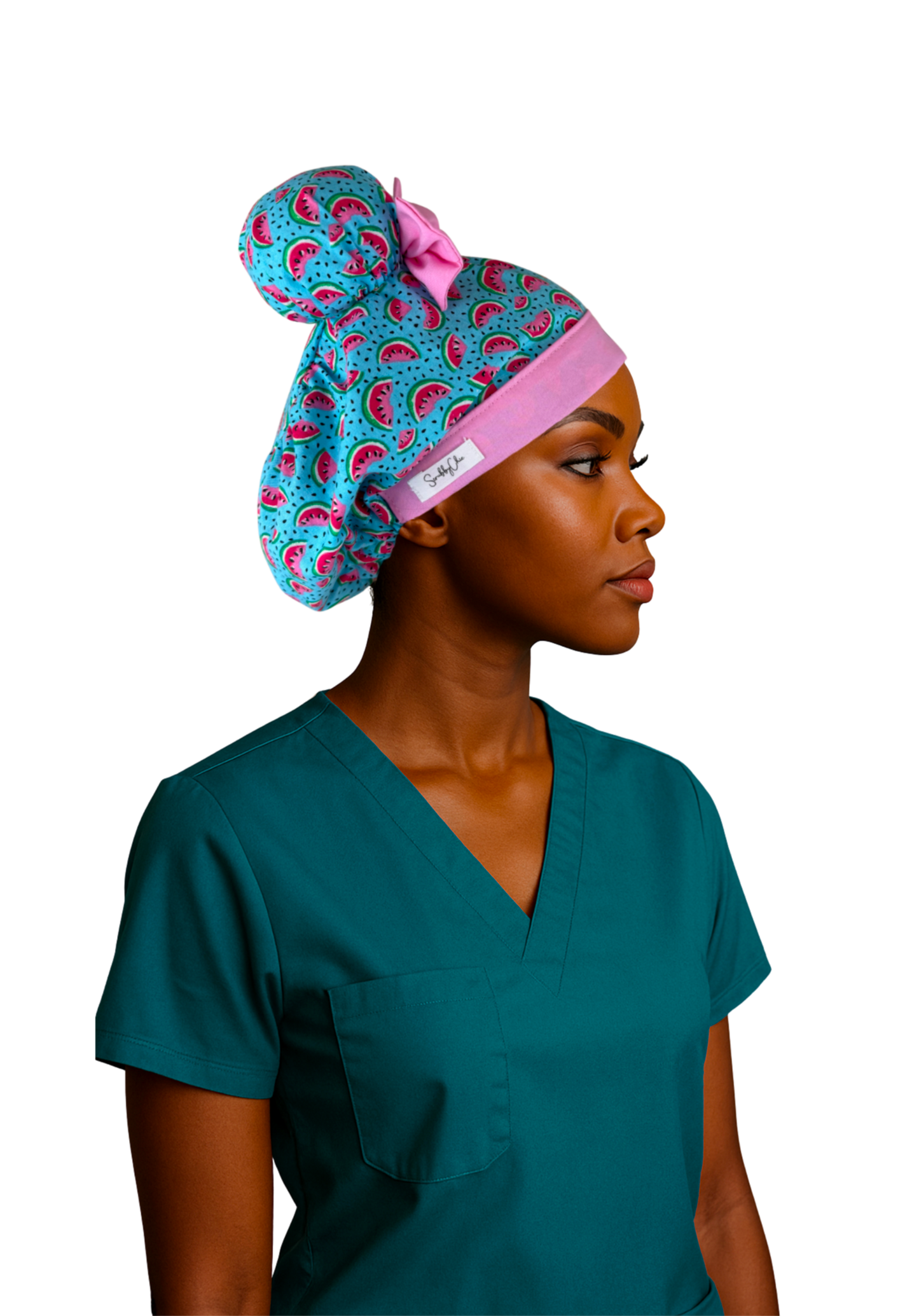 Watermelon Pop ScruBunz – Featuring Summer Vibes Scrub Cap with Space Buns for Nurses with Juicy Watermelon