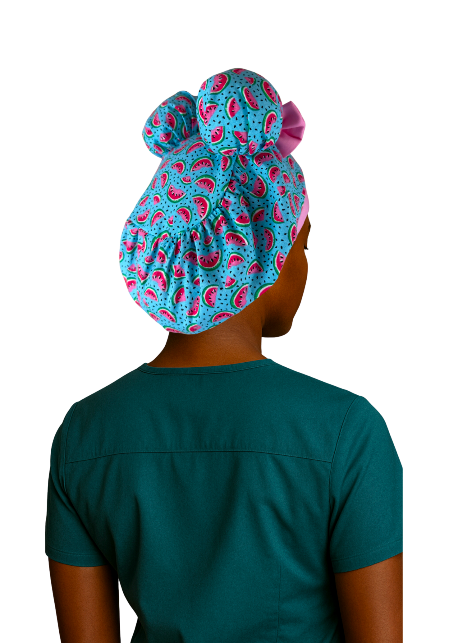 Watermelon Pop ScruBunz – Featuring Summer Vibes Scrub Cap with Space Buns for Nurses with Juicy Watermelon