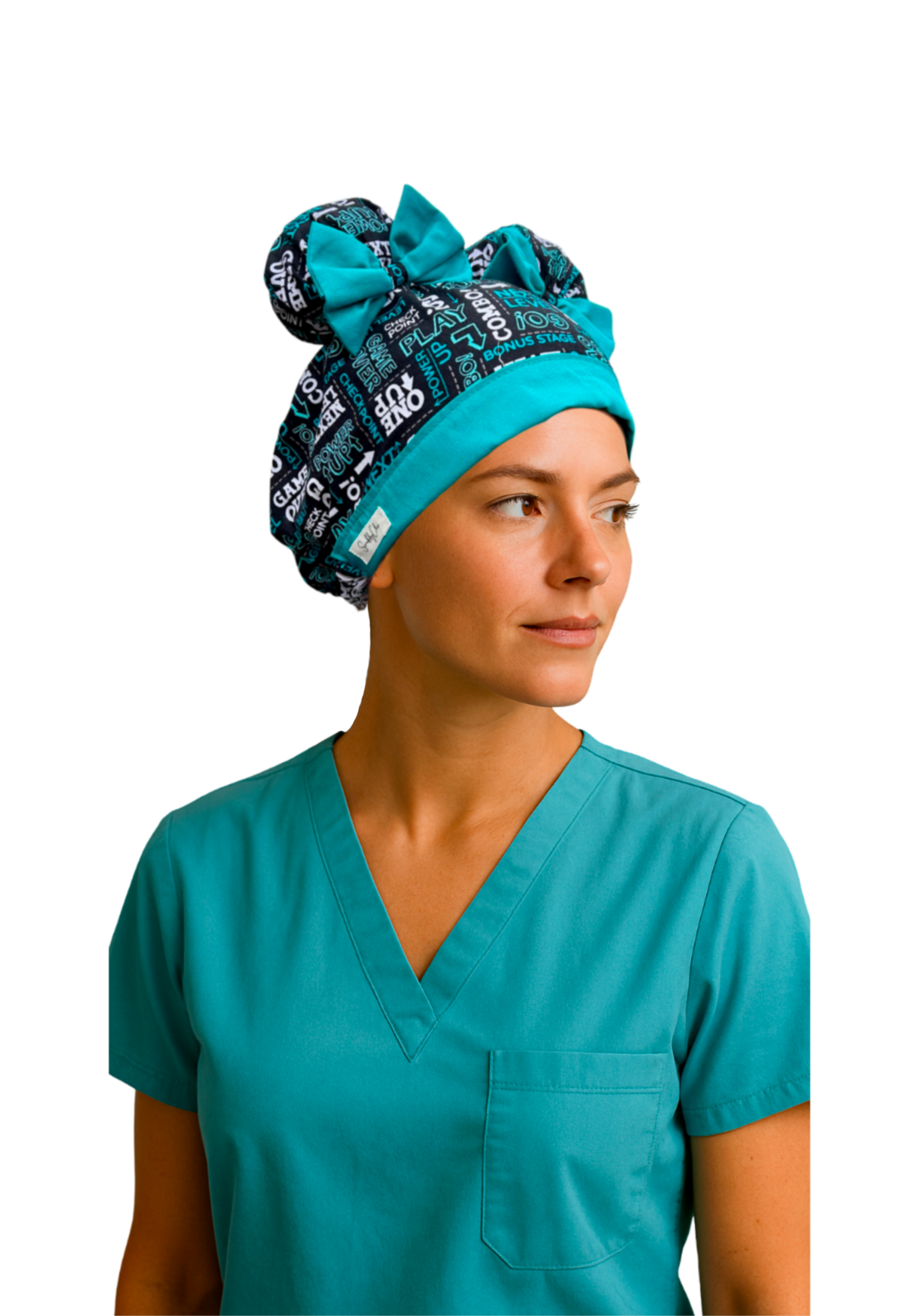 Game Over ScruBunz – Featuring Video Game Vibes Scrub Cap for Nurses with Cute Gamer Text