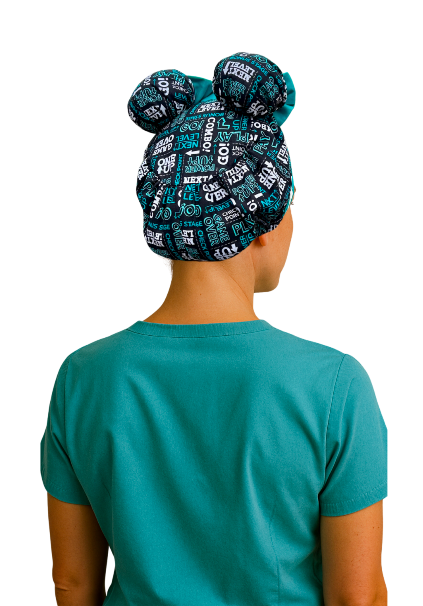 Game Over ScruBunz – Featuring Video Game Vibes Scrub Cap for Nurses with Cute Gamer Text