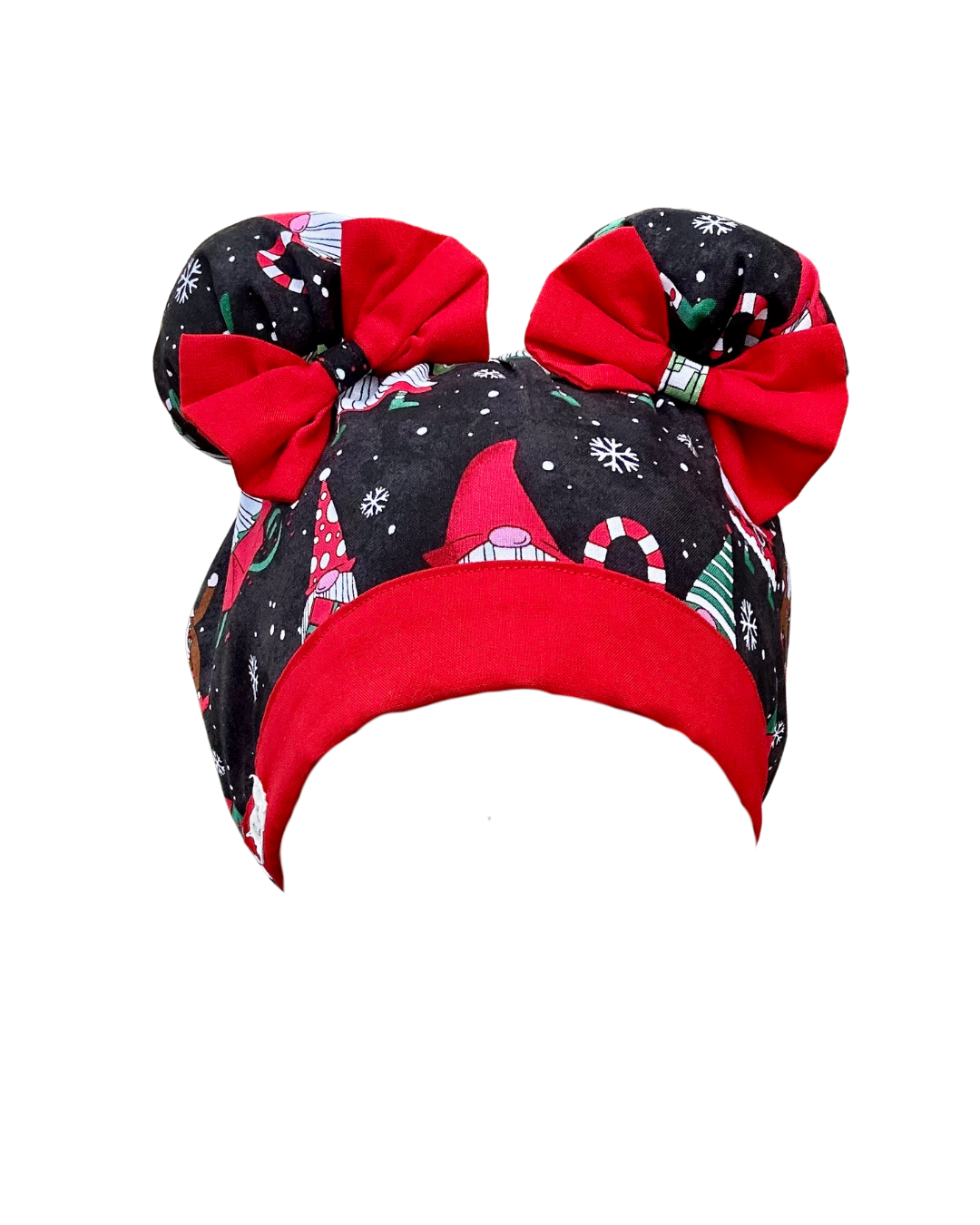 Gnome for the Holidays ScruBunz – Featuring Christmas Vibes Scrub Cap for Nurses with Cute Holiday Gnomes and Snowflakes