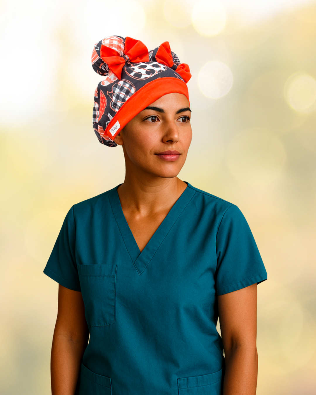 Hey Pumpkin ScruBunz – Featuring Autumn Vibes Scrub Cap for Nurses with Fall Colored Pumpkin Doodles