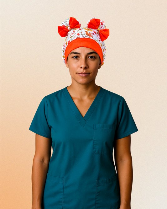 Autumn Daze ScruBunz – Featuring Autumn Leaves Scrub Cap for Nurses with Cute Mushrooms and Fall Colors
