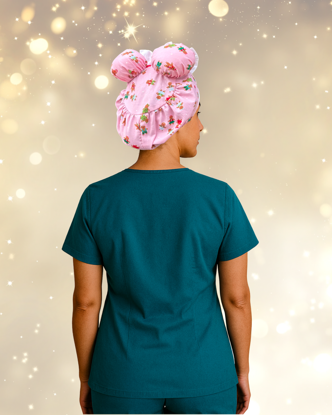 Gingerbread Cuties ScruBunz – Featuring Holiday Vibes Scrub Cap for Nurses with Cute Gingerbread Cookies