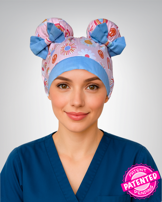 Daisy Shift ScruBunz - featuring Pastel Pink Boho Rainbow & Sunshine Vibes