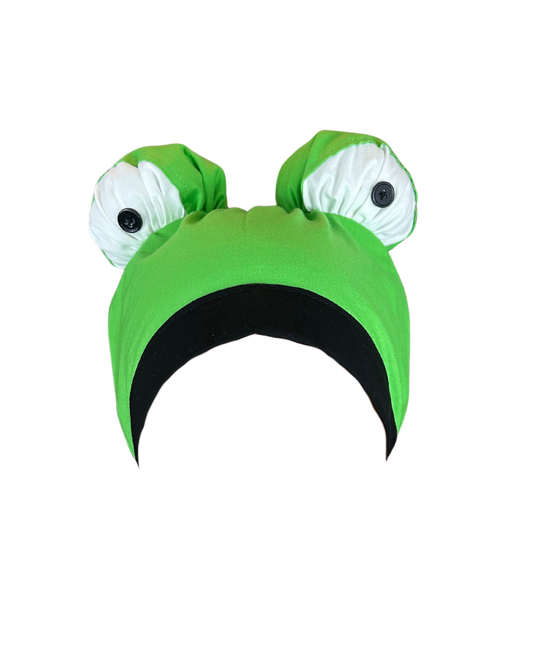 Scrubbit The Frog ScruBunz – Featuring a Green Frog Scrub Cap for Nurses with Big Eyes and Black Mouth