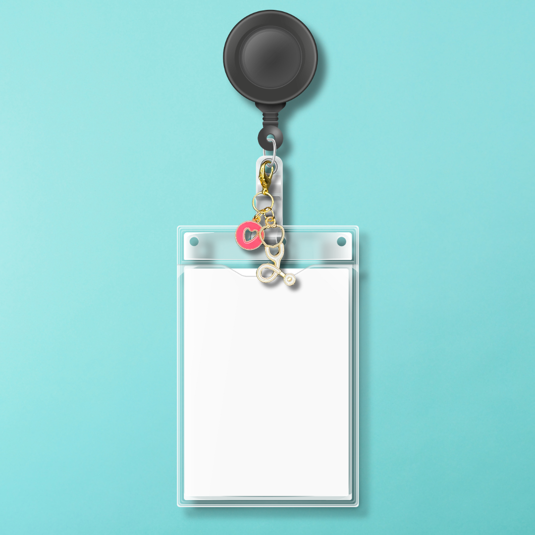 Badge Charm - Stethoscope & Heart