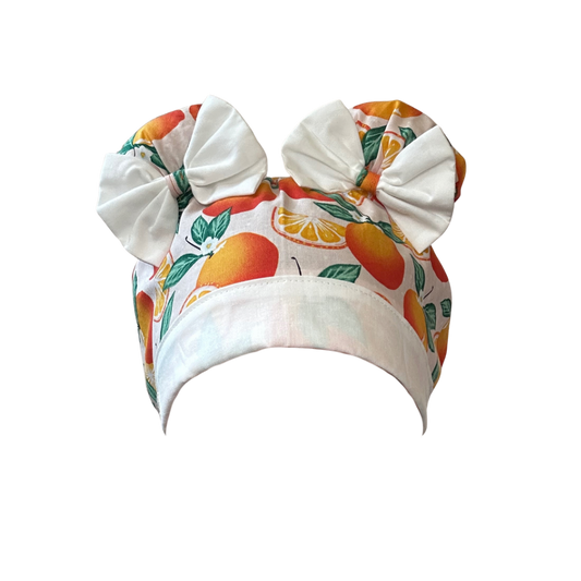 Orange Pop ScruBunz – Featuring a Tropical Citrus Fruit Scrub Cap for Nurses with Juicy Oranges and Blooms