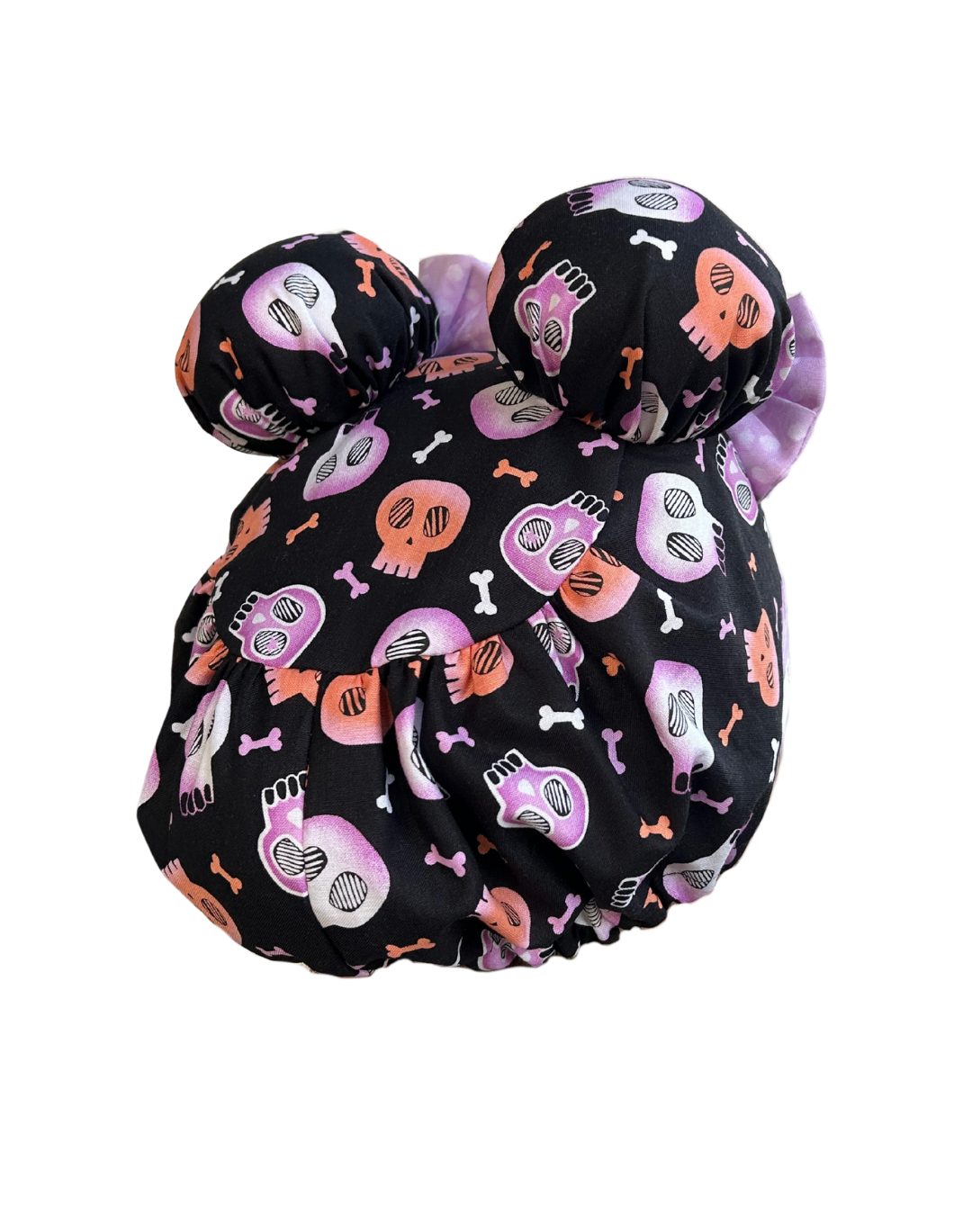 Glampire ScruBunz – Featuring Lavender Skulls & Polka Dot Scrub Cap with Girly Spooky Vibes