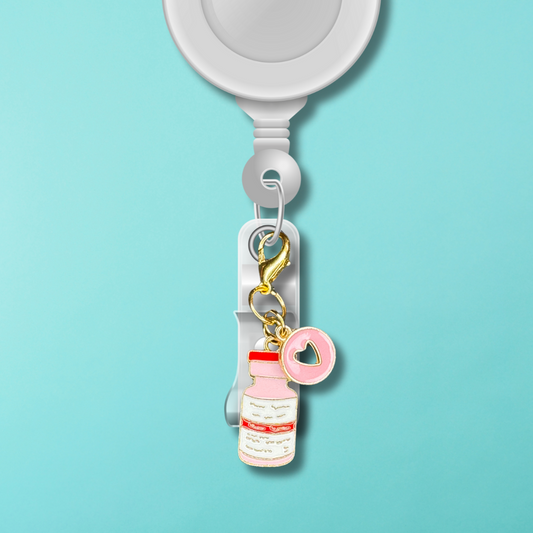 Badge Charm - Vial & Pink Heart