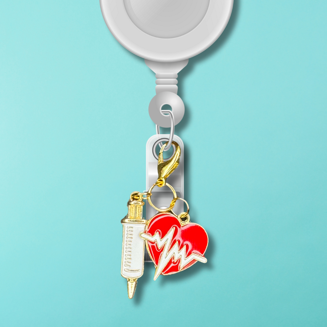 Badge Charm - Heart & Syringe