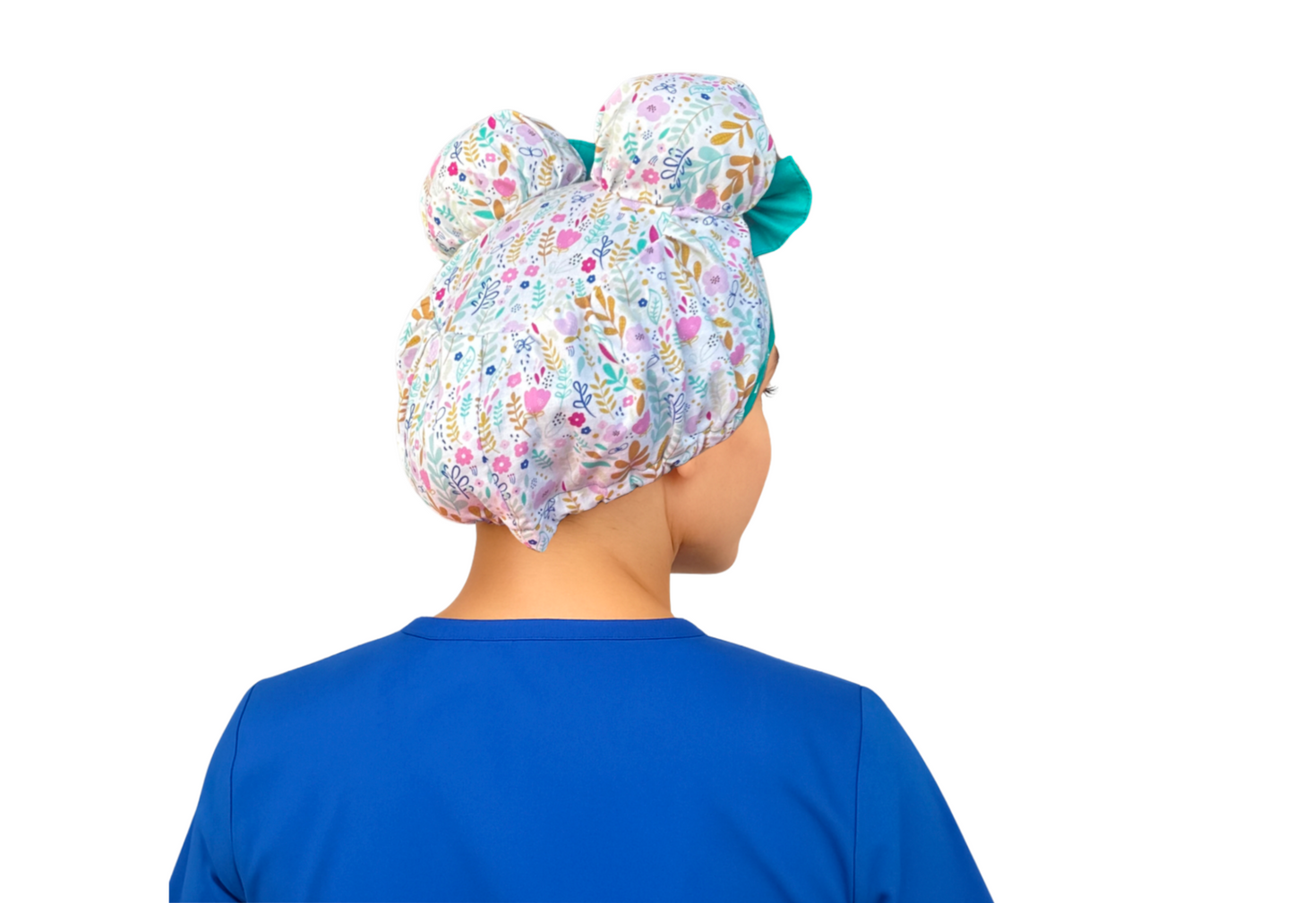 Spring Floral ScruBunz -  featuring Colorful Springtime Flower Print with Turquoise Accents