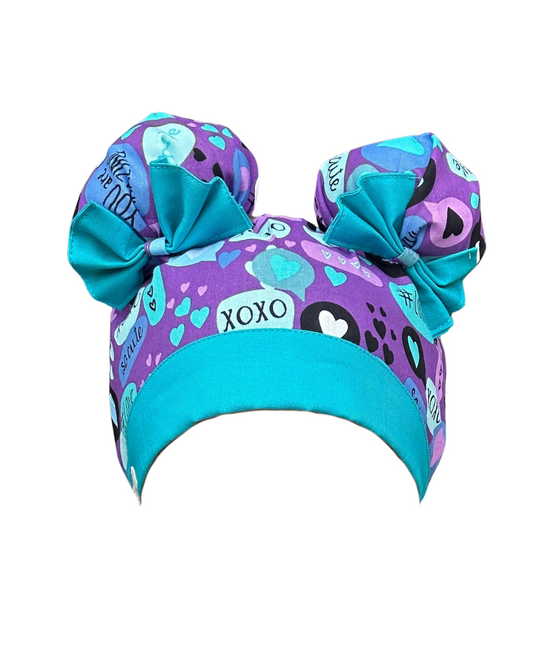 Sweet Talk ScruBunz – featuring Purple Scrub cap with purple & teal accent