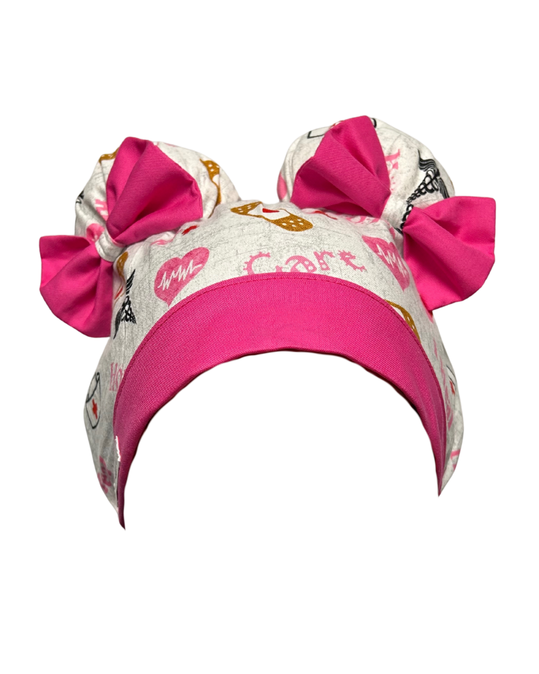 Healing Hearts ScruBunz – Medical Theme Scrub Cap with Nurse Icons & Pink Accents for Nurses