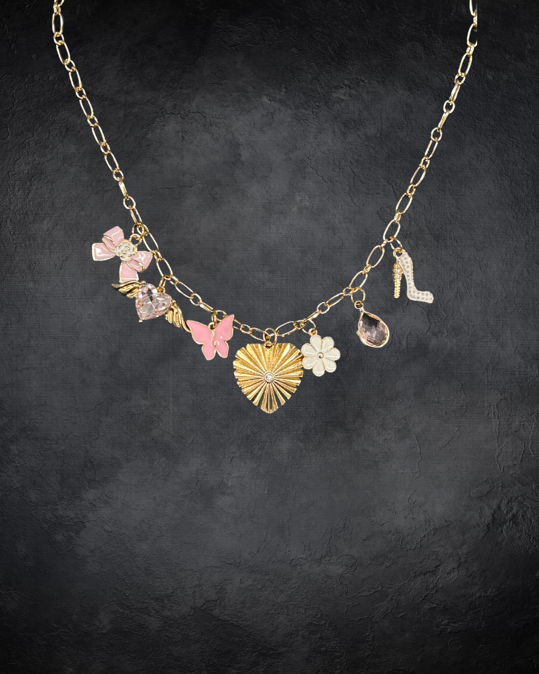 Heart Multi Charm Necklace (gold toned)
