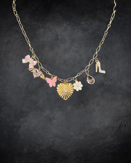 Heart Multi Charm Necklace (gold toned)