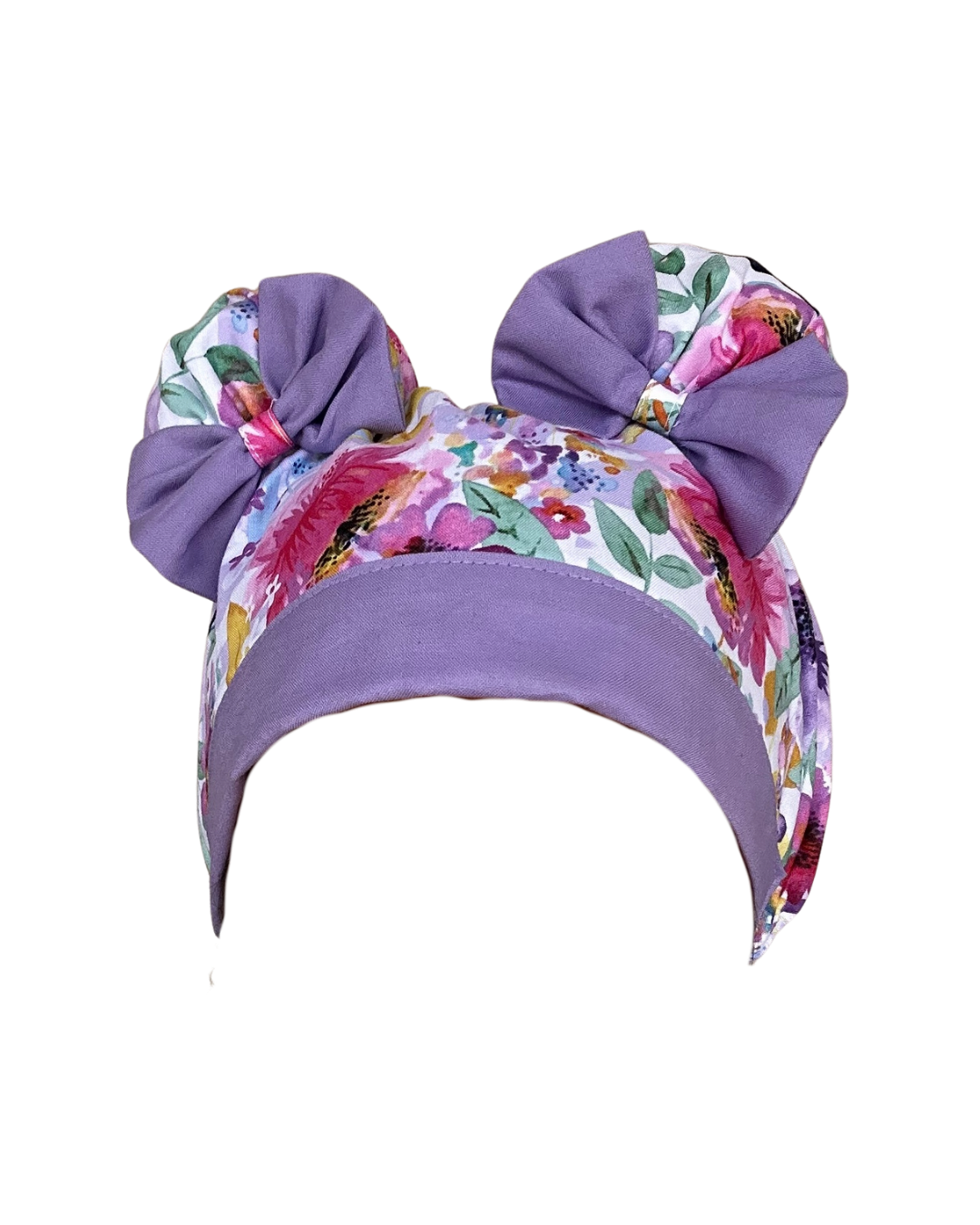 Lavender Bloom ScruBunz – Watercolor Floral Scrub Cap for Nurses with Lilac Accents and Double Space Buns