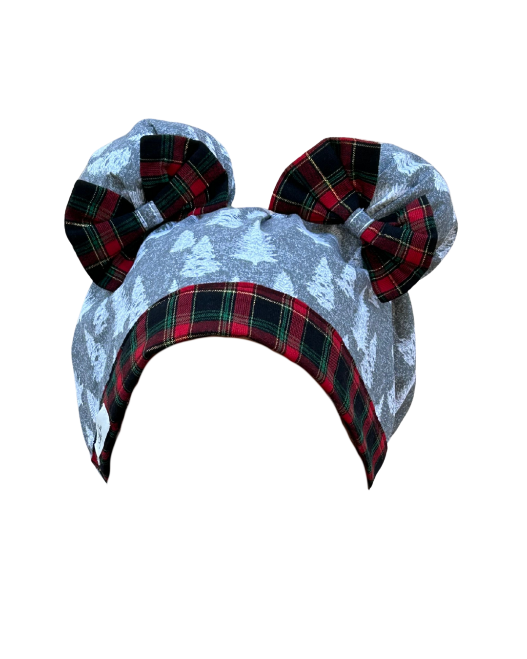 Holiday Plaid & Pine ScruBunz – Festive Winter Scrub Cap for Nurses with Classic Plaid & Pine Trees