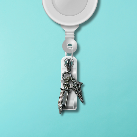 Badge Charm - Syringe & Caduceus