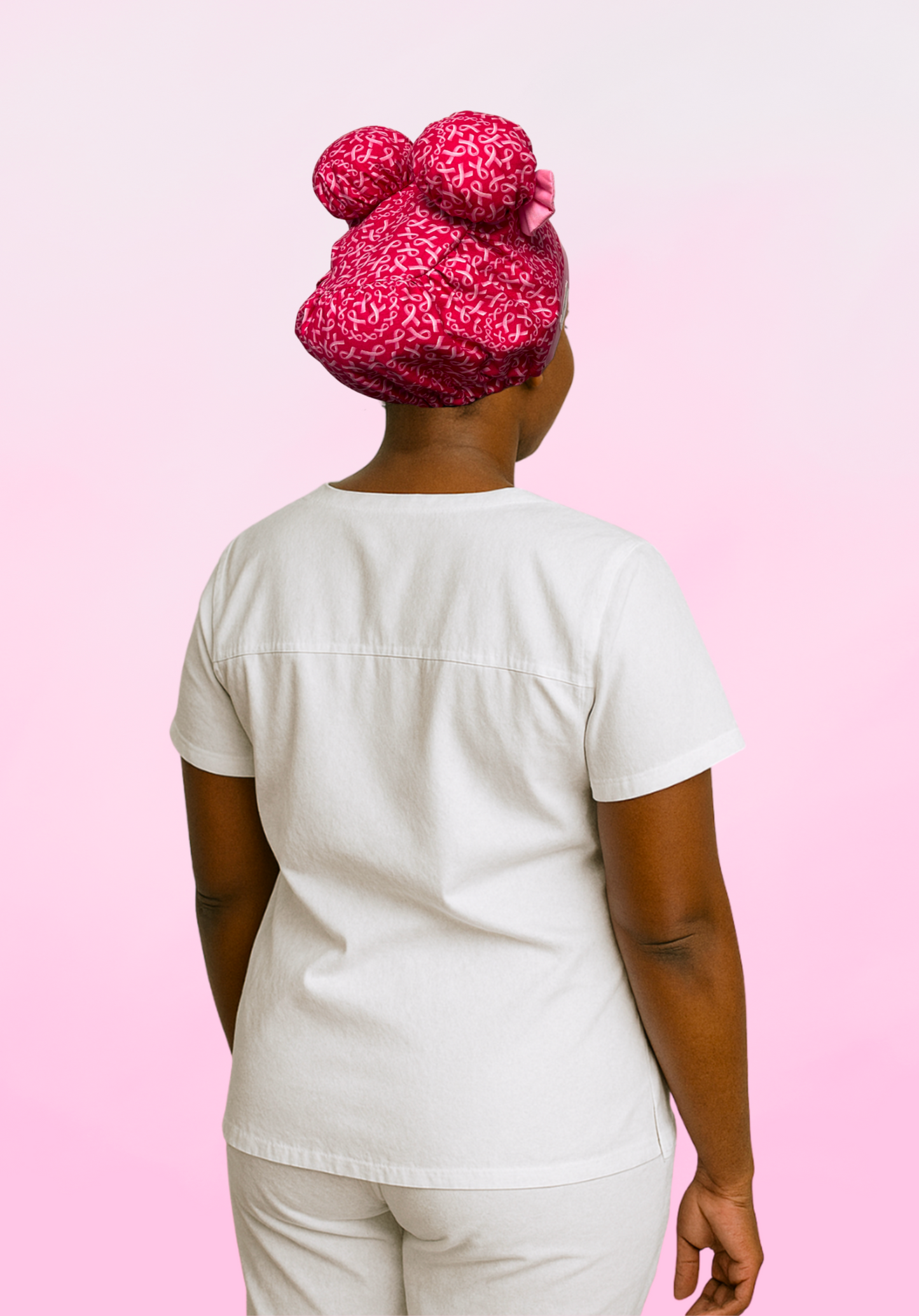 Fight Like a Girl ScruBunz – Breast Cancer Awareness Scrub Cap for Nurses Featuring Pink Ribbon Print & Soft Pink Trim