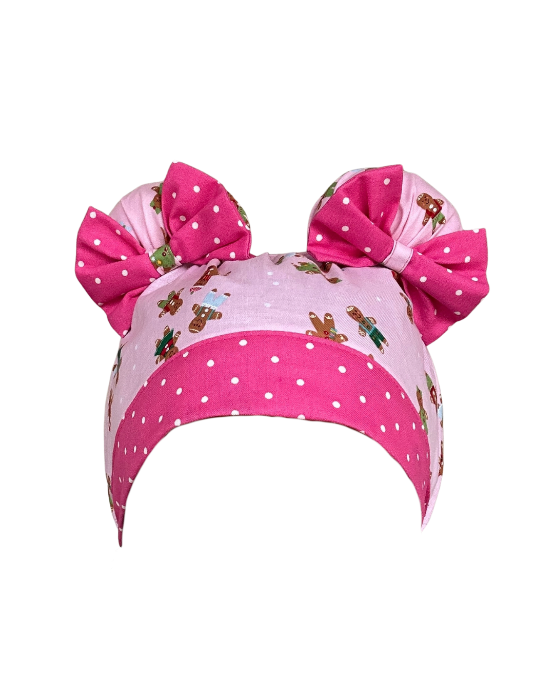 Pink Gingerbread Cuties ScruBunz – Featuring Holiday Vibes Scrub Cap for Nurses with Cute Gingerbread Cookies