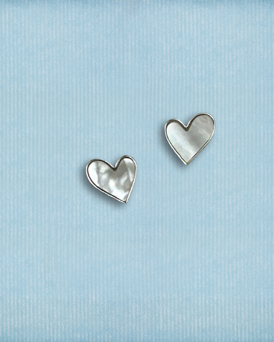 I Heart You White Pearl Stud Earrigns