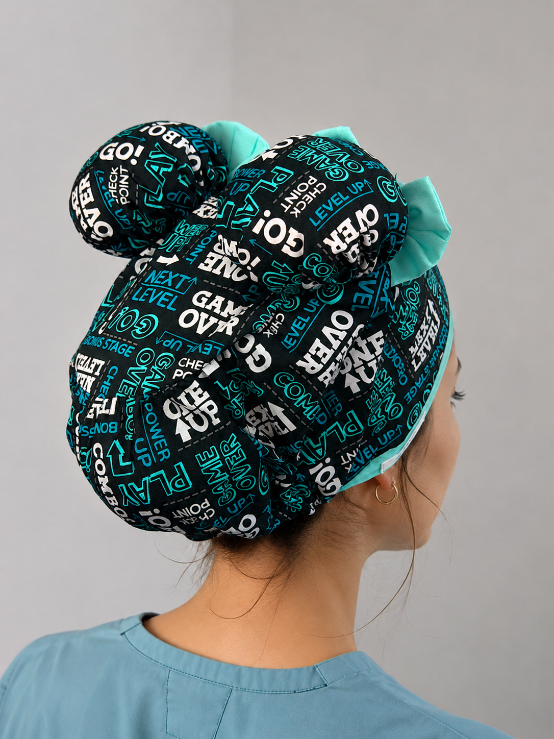 Light Game Over ScruBunz – Featuring Video Game Vibes Scrub Cap for Nurses with Cute Gamer Text