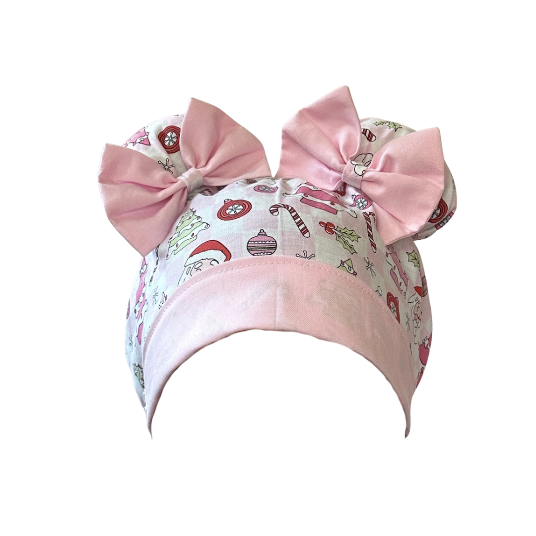 Candy Cane Cutie ScruBunz – Featuring Pink Christmas Trees & Ornaments Scrub Cap for Nurses with Holiday Cheer and Pastel Accents