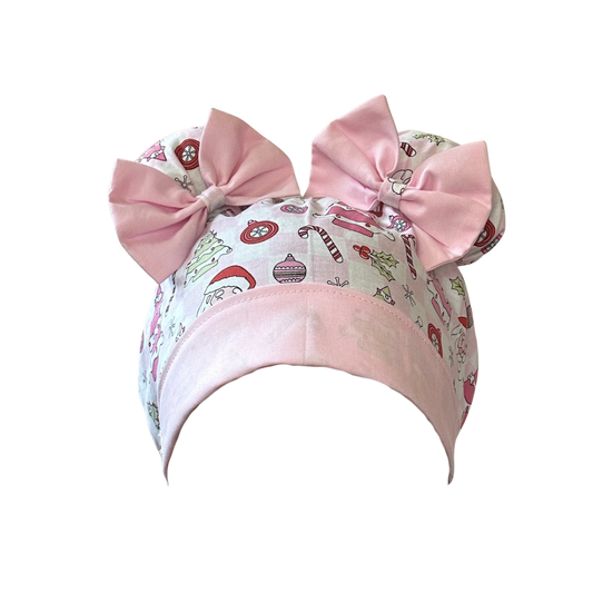 Candy Cane Cutie ScruBunz – Featuring Pink Christmas Trees & Ornaments Scrub Cap for Nurses with Holiday Cheer and Pastel Accents
