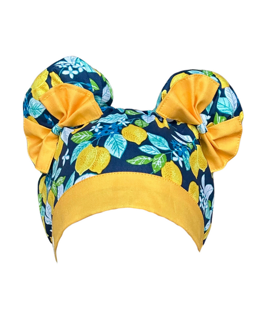 Zesty Vibes ScruBunz – featuring Lemons & Leaves on Navy blue background