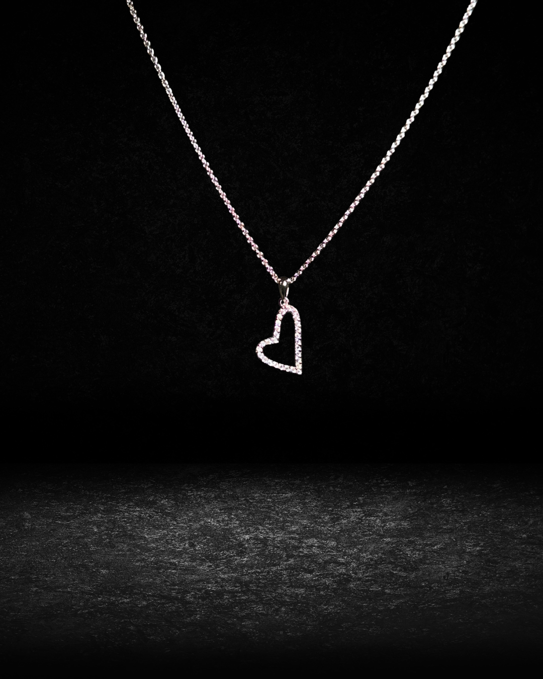 Crystal Heart Necklace (silver toned)